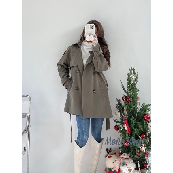 Áo Mangto dáng dài 4 nút kèm dây thắt eo chất dày mịn đứng phom 2 lớp hàng đẹp Ảnh thật/ sẵn