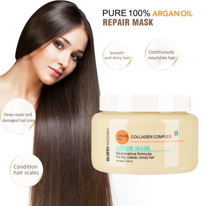 Cặp Dầu Gội Xả Olexrs Argan Oil Collagen Hair Salon Cao Cấp 960ML Phục Hồi Tóc Khô Hư Tổn Giảm Gẫy Rụng