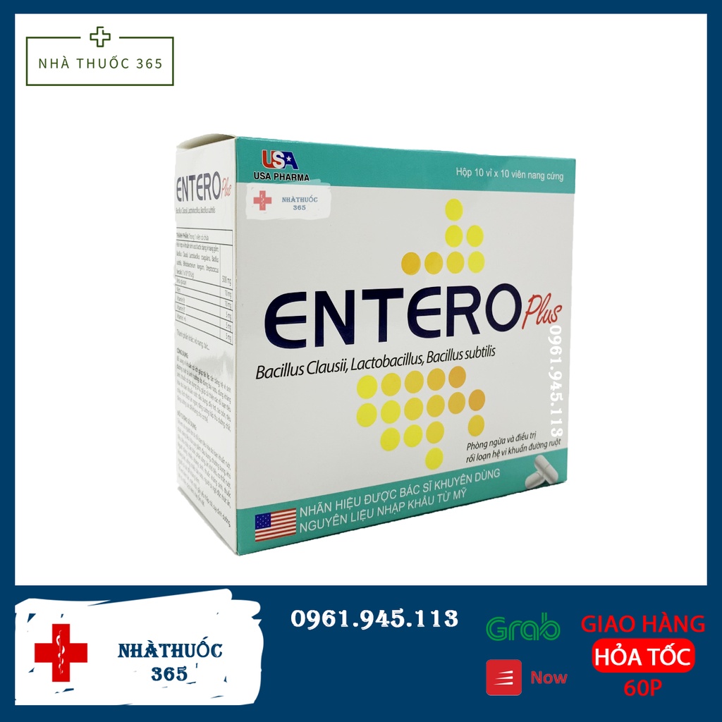 VIÊN MEN VI SINH ENTERO PLUS hộp 100 viên - PHÒNG NGỪA RỐI LOẠN HỆ VI KHUẨN ĐƯỜNG RUỘT