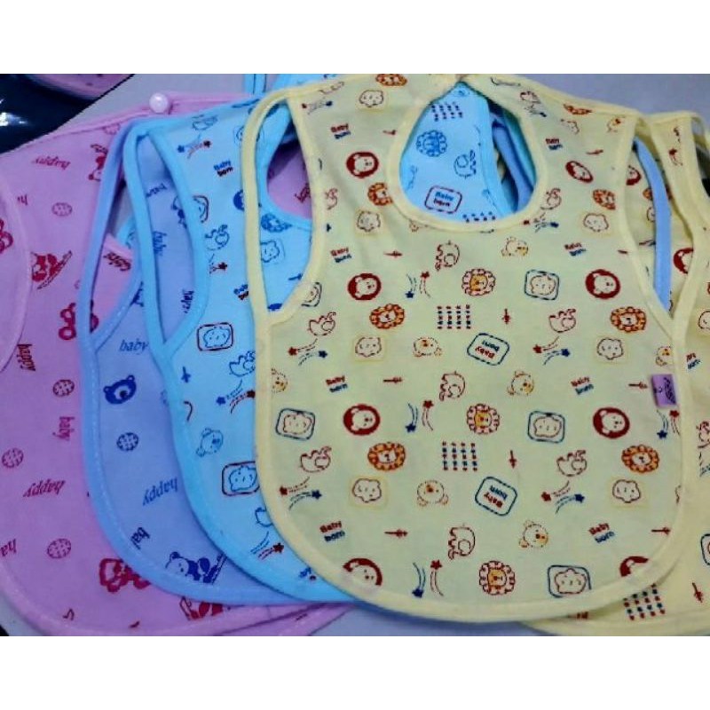 5 Yếm Ăn Dặm Xỏ Tay Cúc Bấm 2 Lớp Cotton, Chống Thấm Cho Bé