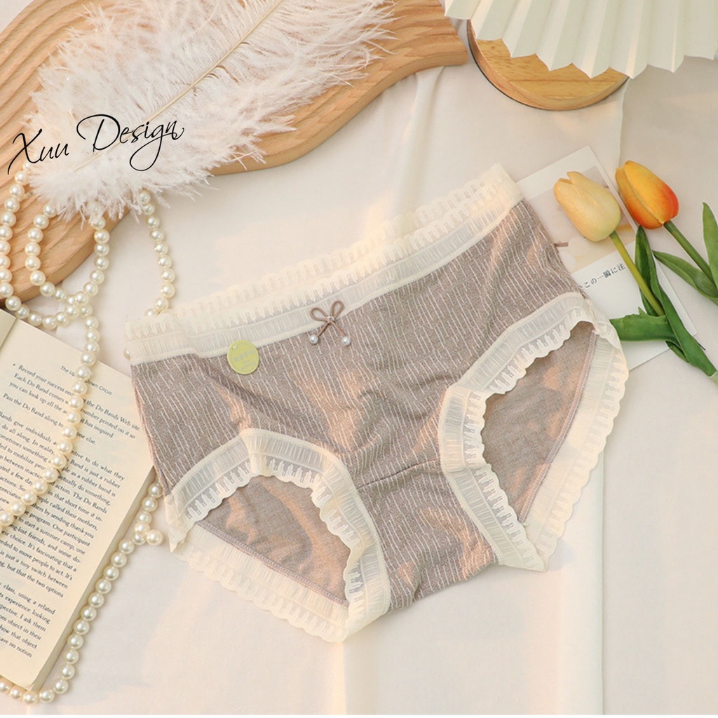 Quần lót nữ cotton Xuu phối ren chất liệu cao cấp màu sắc ngọt ngào QC50