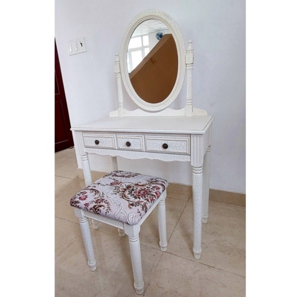 Bộ Bàn Phấn Gỗ Nhiều Màu, Bộ Bàn Ghế Trang Điểm Gỗ Thông Trang Nhã - Hàng VN Xuất Khẩu