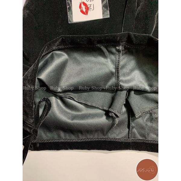 Chân Váy Nhung Chữ A , Với Thiết Kế Dây Rút Độc Đáo , Phong Cách