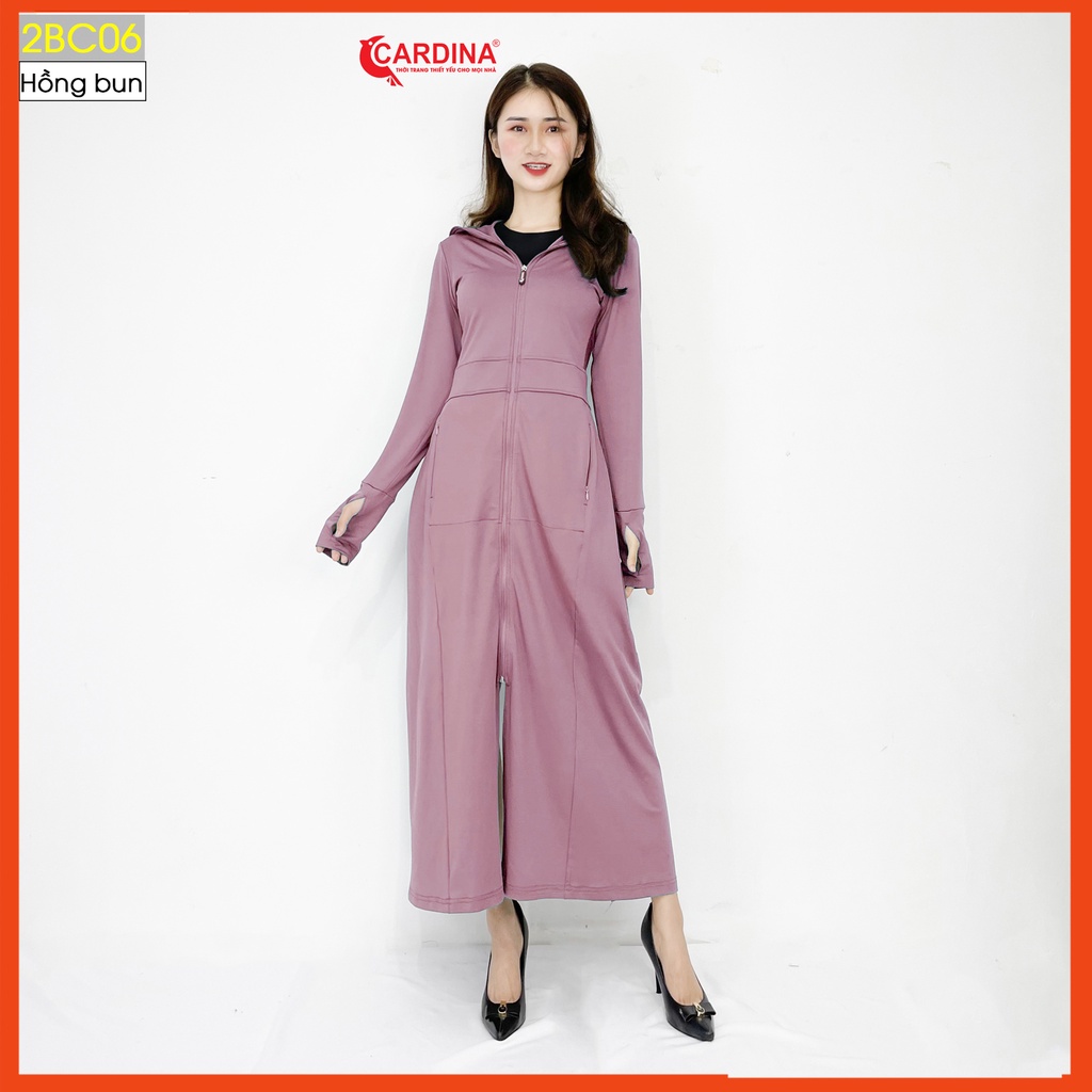 Áo chống nắng nữ CARDINA 2 lớp dáng dài liền thân chất thun lạnh Nhật cao cấp chống tia uv lưới thoáng khí 1BC