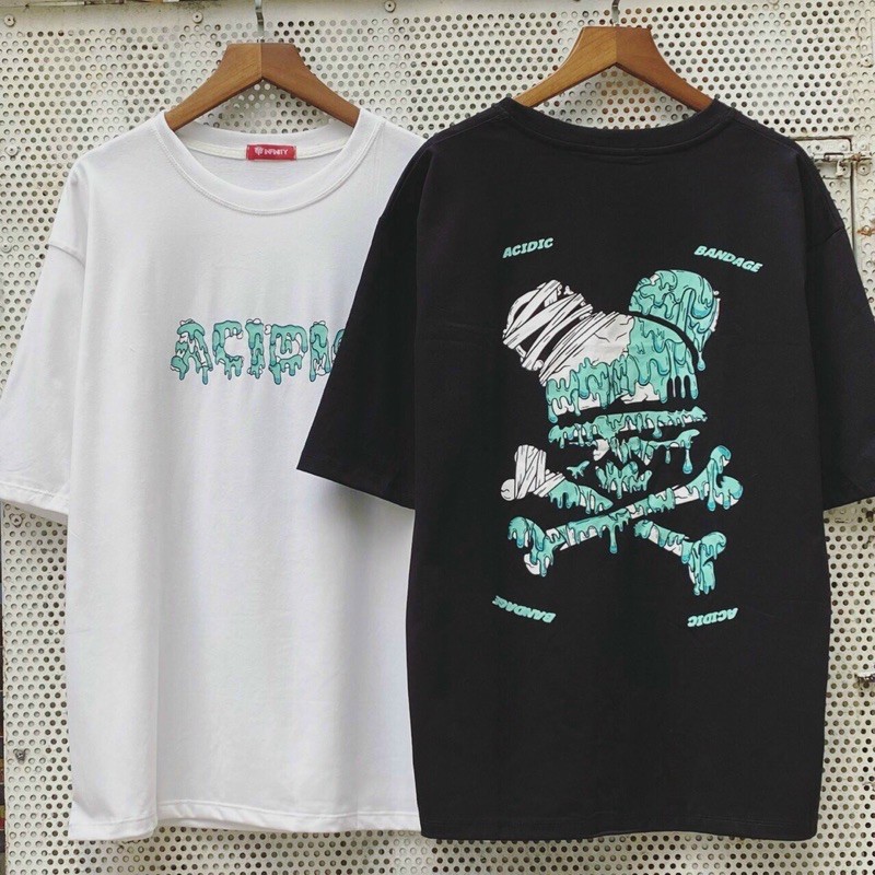Áo phông Unisex Form Rộng Tay Lỡ BAD RABBIT ACIDIC áo thun cotton nam nữ đen basic ulzzang giá rẻ