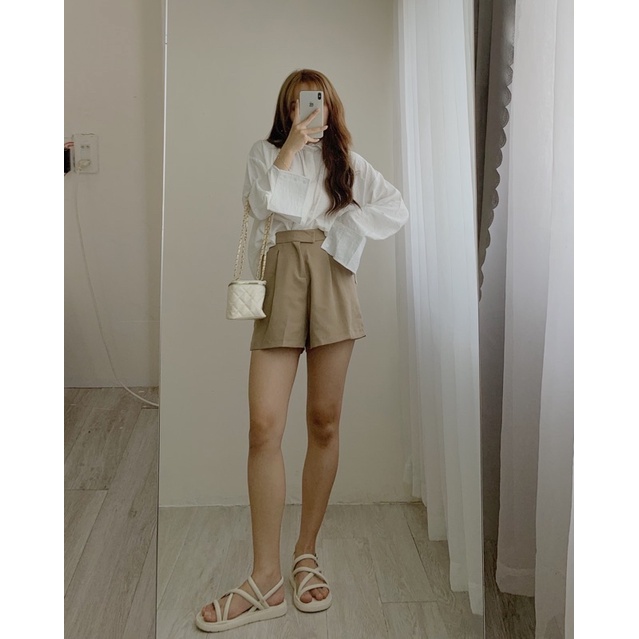 Áo sơ mi lụa mềm form rộng xẻ vạt 952