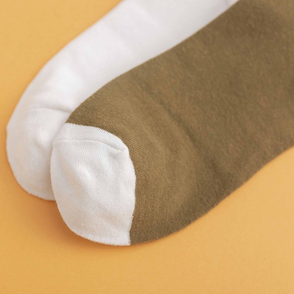 Tất ống bắp chân vải cotton màu trơn in chữ phối sọc ngọt ngào phong cách retro Nhật cho nữ