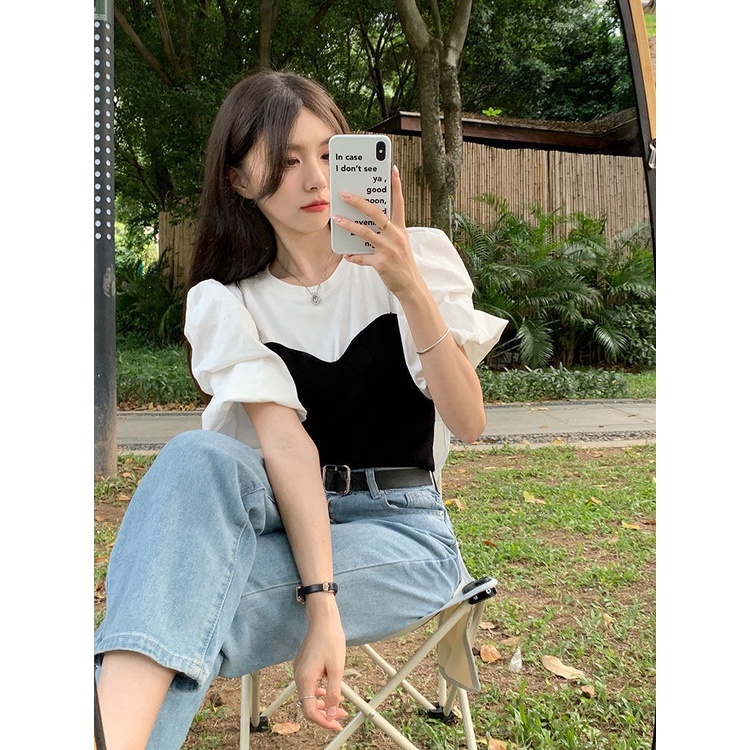 Áo Thun Tay Ngắn Phồng Thời Trang Mùa Hè 2022 Cho Nữ