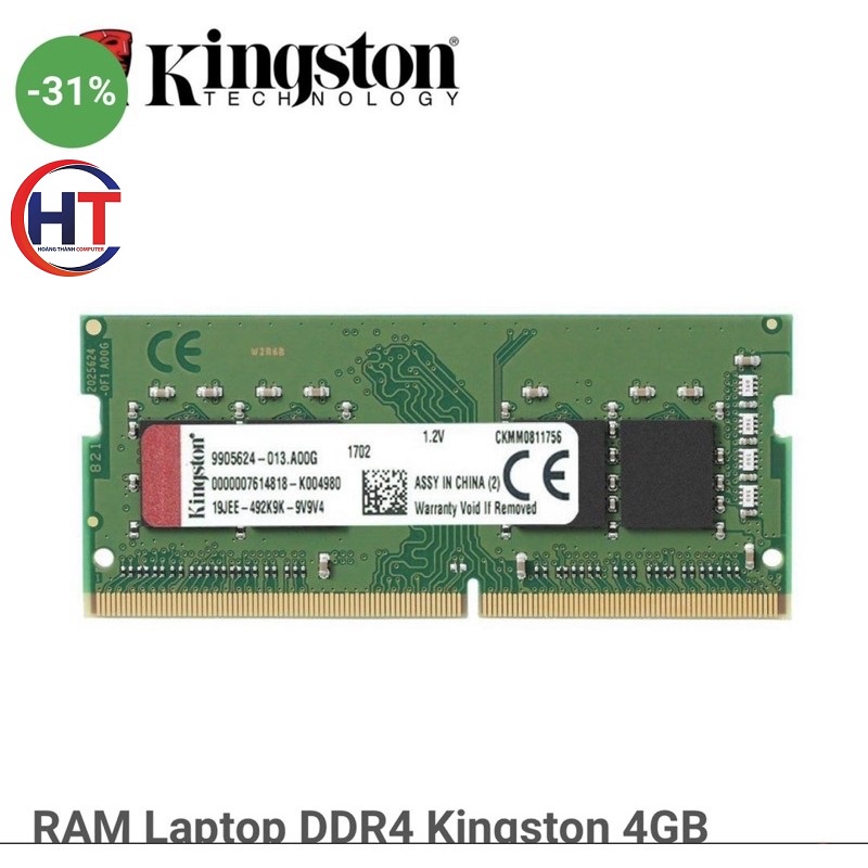 Ram Laptop DDR3, DDR4 2GB, 4GB, 8GB  Bus 2133/2400/2666 - Kingston, mới 100% - bảo hành 36 tháng (Lỗi 1 đổi 1)