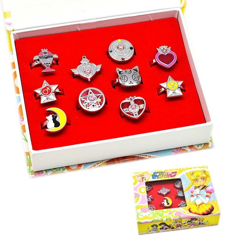 SAILOR MOON Bộ Nhẫn Hợp Kim Hoạt Hình Thủy Thủ Mặt Trăng Thời Trang