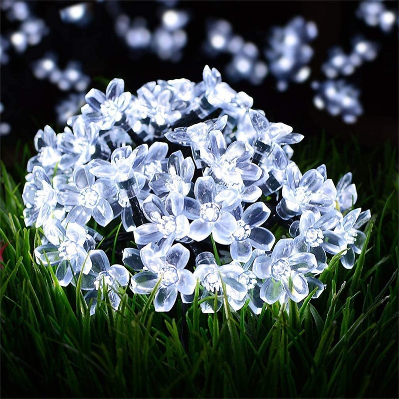 Dây Đèn Led Hình Hoa Anh Đào 8 Chế Độ Sử Dụng Năng Lượng Mặt Trời