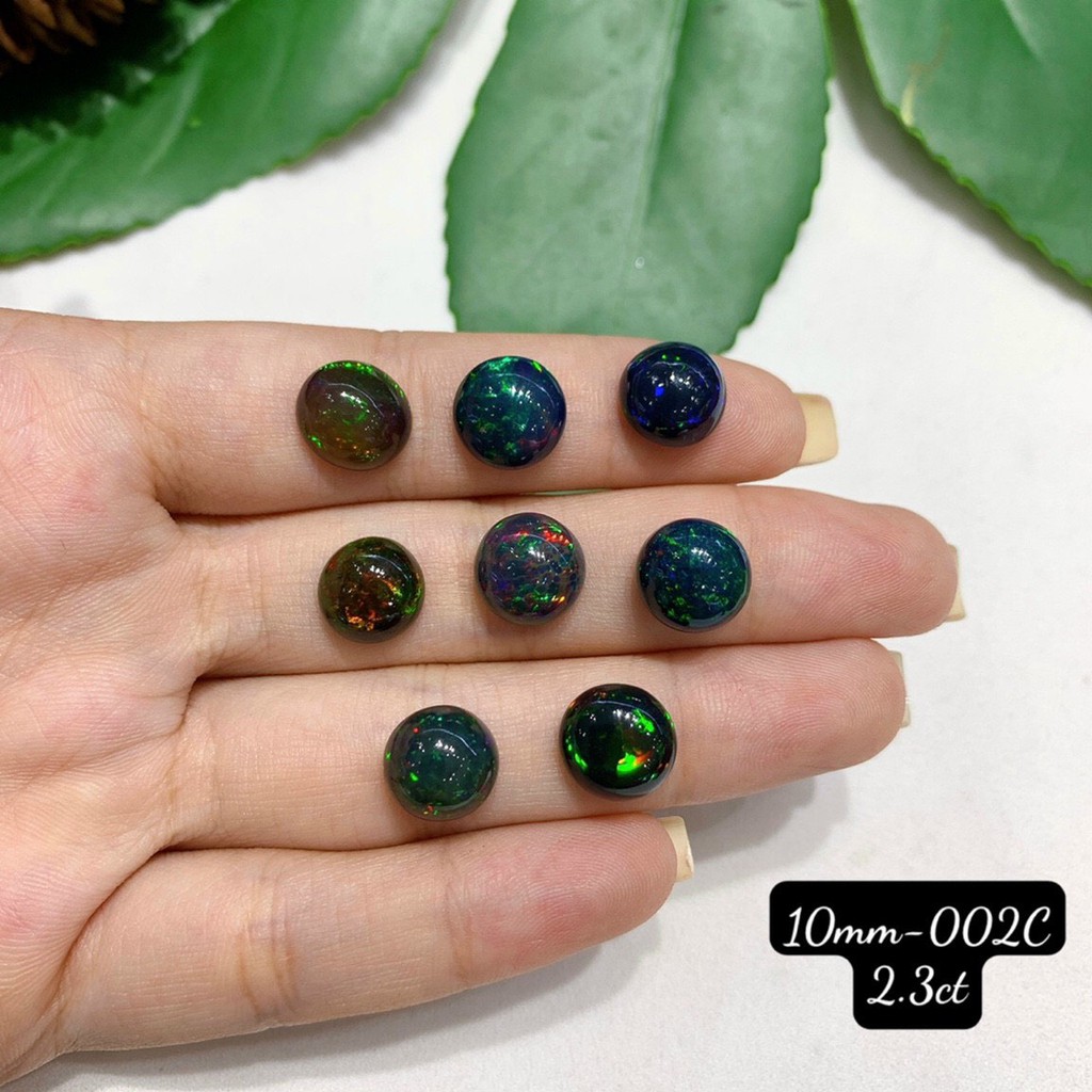 Mặt Đá Opal Tròn Xanh Đen 4A Vừa Cập Bến Size 4-10mm