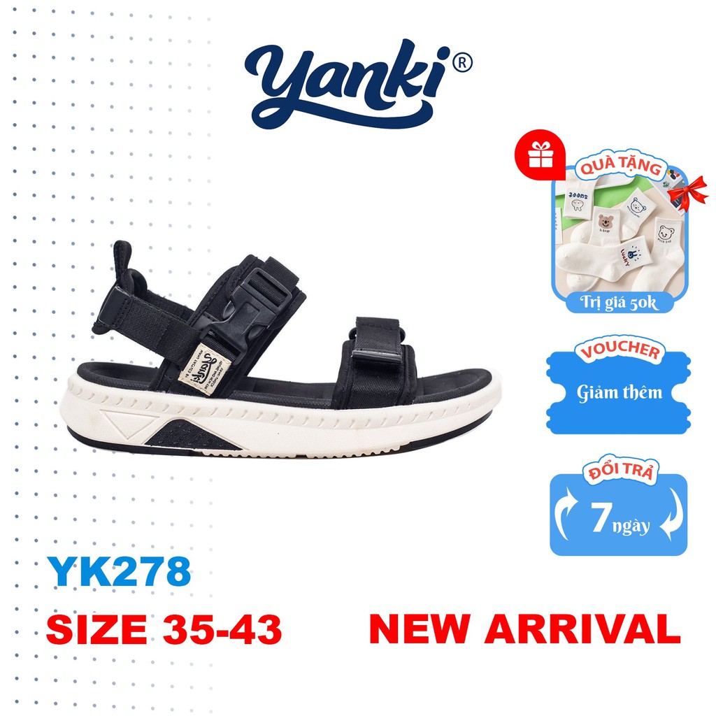 Sandal Nam Nữ Unisex Quai Ngang Thời Trang YANKI Sport YK278 - Đen