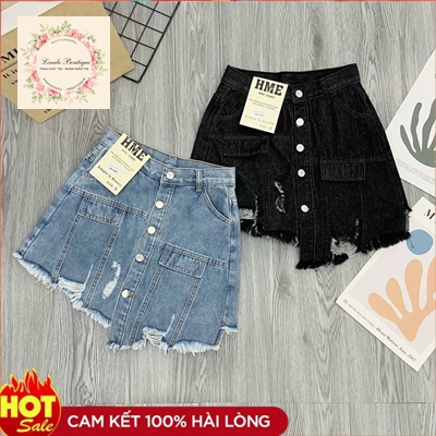 Sooc bò giả váy rách siêu đẹp, quần váy jeans nắp túi, chân váy jeans ngắn hot 2022