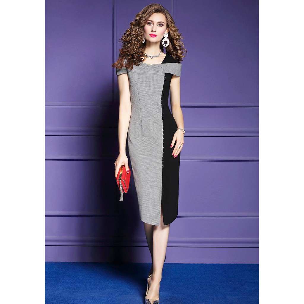 GIÁ RẺ - ĐẸP [45-6KG ] ĐẦM ÔM  BODY ĐẸP KIỂU ĐẦM NỮ CARO SIÊU XINH RỚT VAI D3206