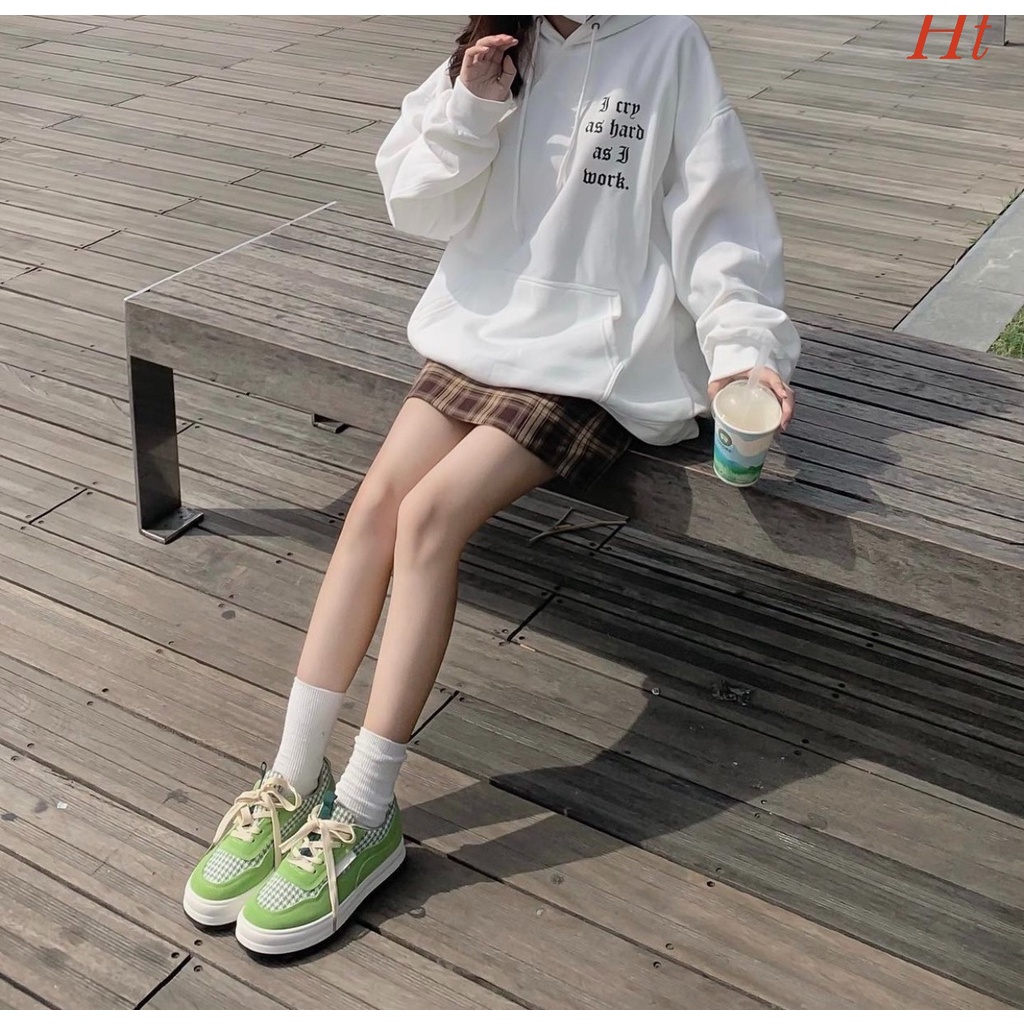 Áo hoodie I cry 🤗 chất nỉ cotton form thụng Tay chuông, mũ cực xinh