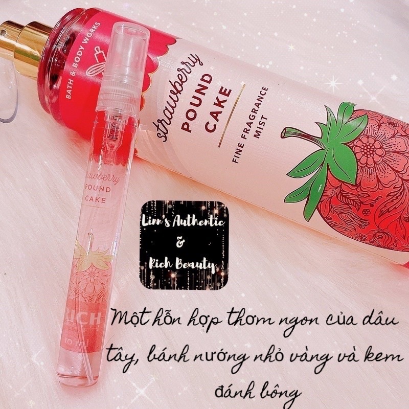 STRAWBERRY POUND CAKE -  Xịt Thơm Bath &amp; Body Works Usa