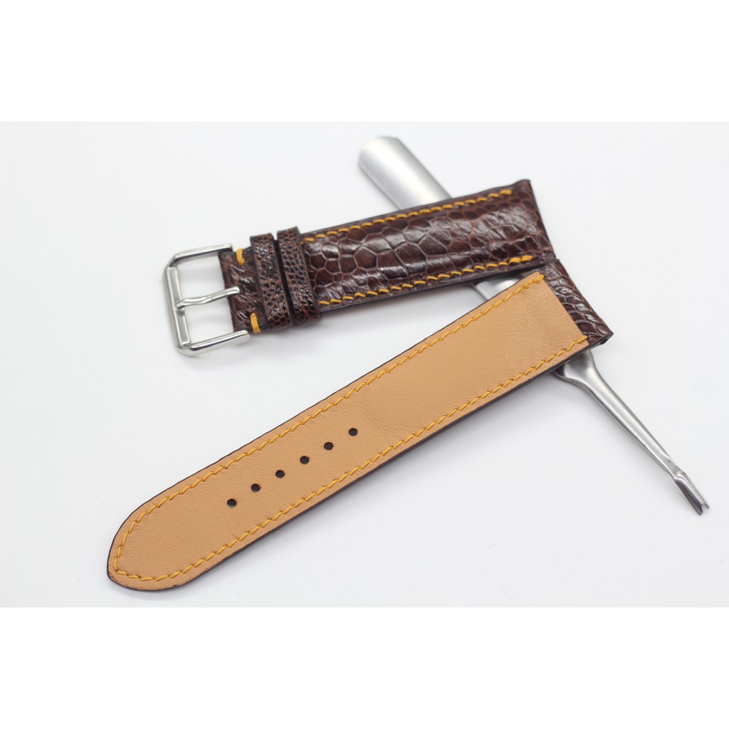 Dây Da Đồng Hồ Đà Điểu,Dây Đồng Hồ May Tay Thủ Công, Kèm Khóa Kim, Tặng Tool Tháo Và Chốt.BH 6 Tháng
