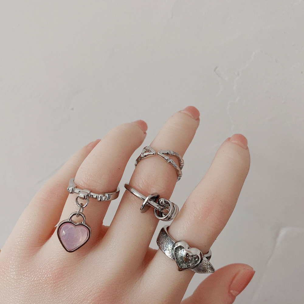 Nhẫn Đeo Tay Hình Trái Tim Phong Cách Sáng Tạo Hàn Quốc