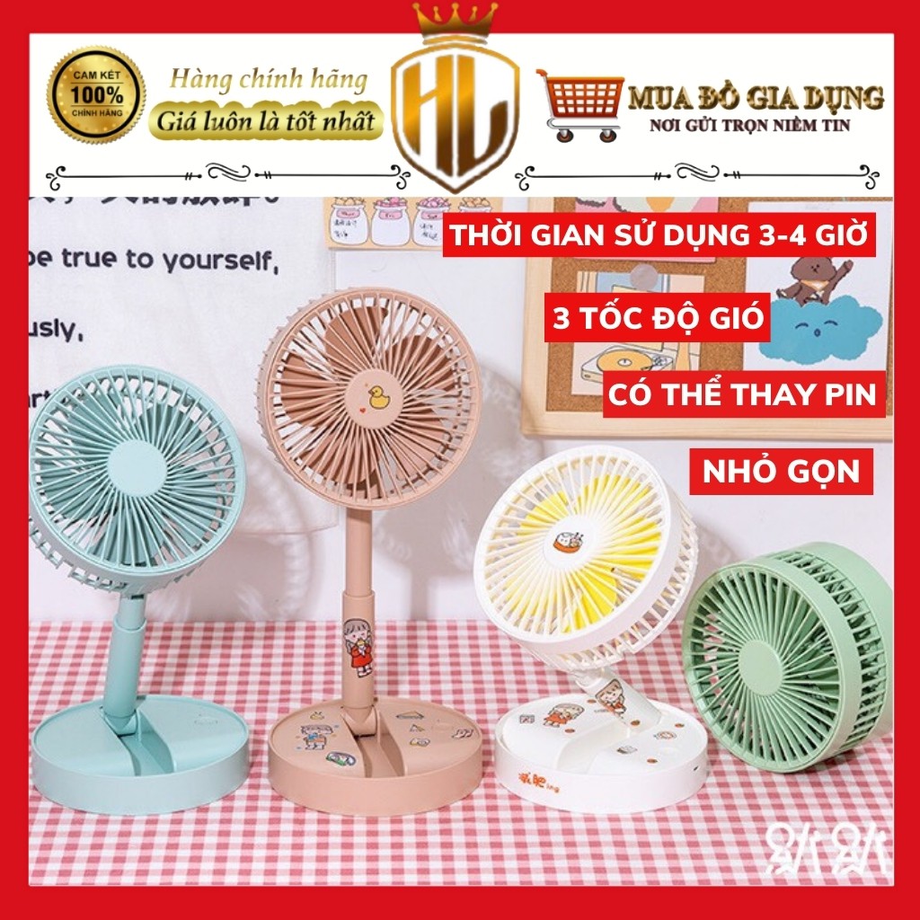 Quạt để bàn mini - Quạt gấp gọn mini - Quạt tích điện để bàn dùng 4h tiện lợi | BigBuy360 - bigbuy360.vn
