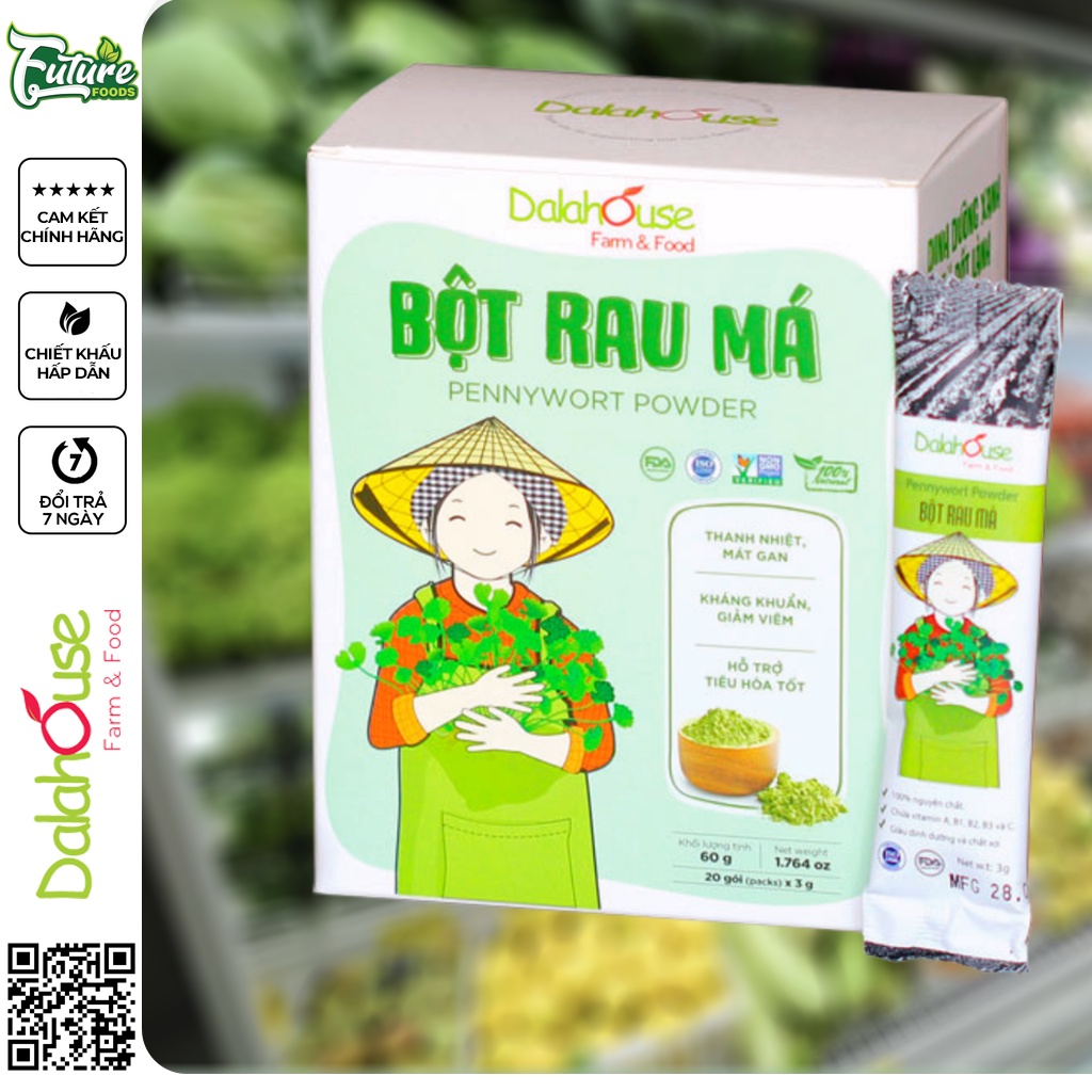 Bột rau má Dalahouse nguyên chất- mát gan giải độc, làm đẹp da - đạt tiêu chuẩn Châu Âu