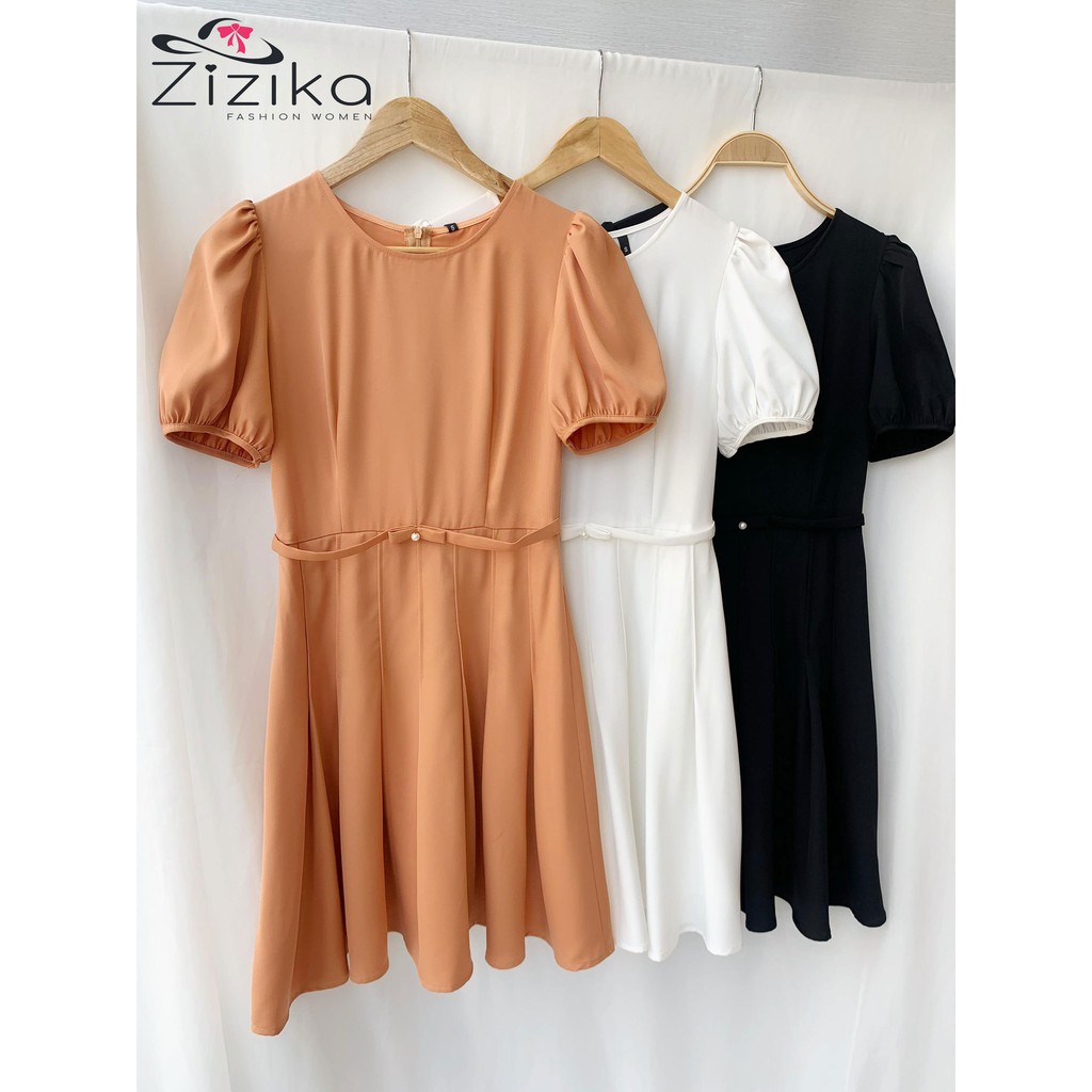 (Đầm thiết kế) Váy đầm công sở thời trang Zizika cổ tròn nơ eo - V09 | BigBuy360 - bigbuy360.vn
