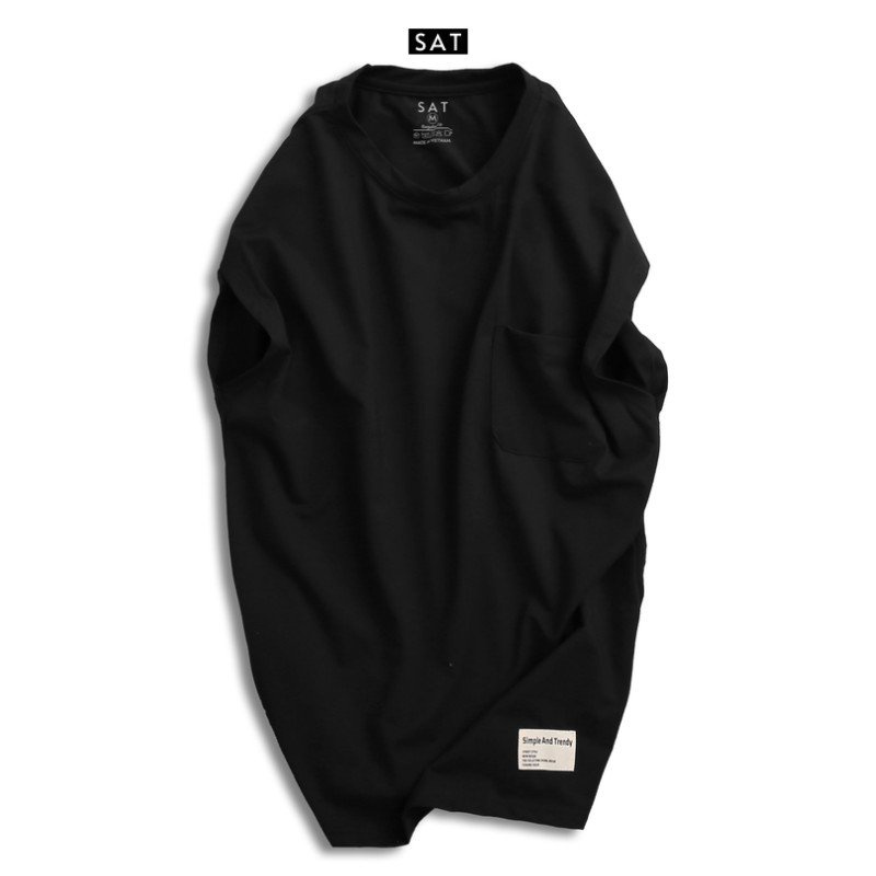 Áo thun ba lỗ tanktop nam trơn có túi vải cotton mềm mịn, dày dặn, sành điệu, chuẩn form SAT TUI-06