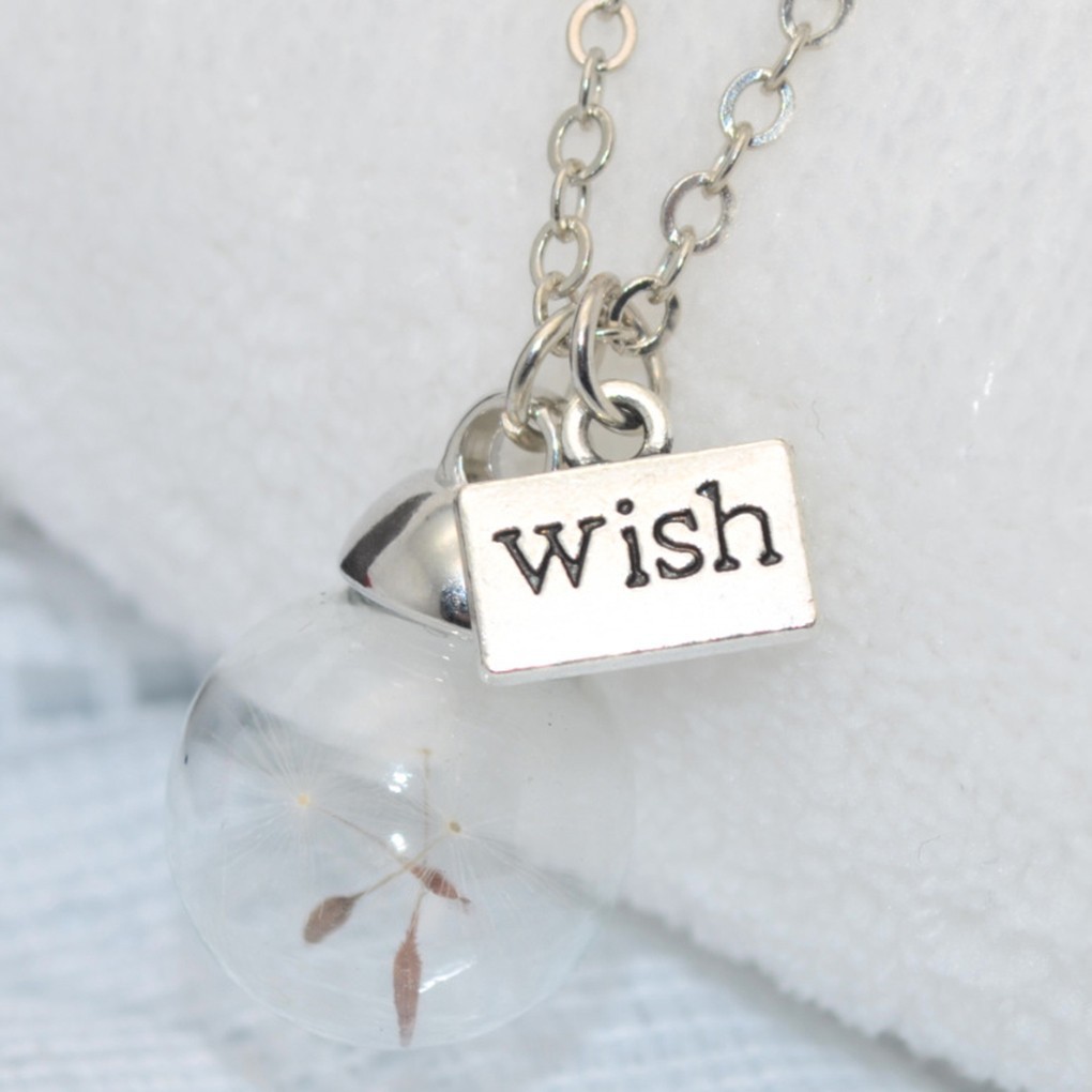 Dây chuyền mặt quả cầu thủy tinh đựng hạt bồ công anh