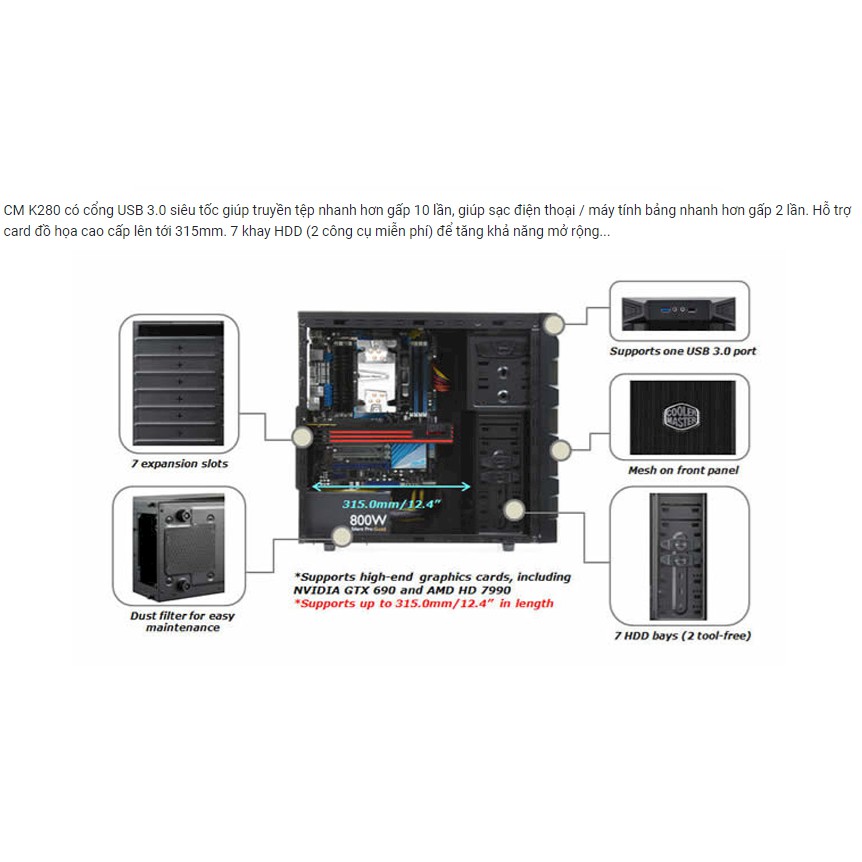 Vỏ máy tính Cooler Master K280 ( Case ATX )