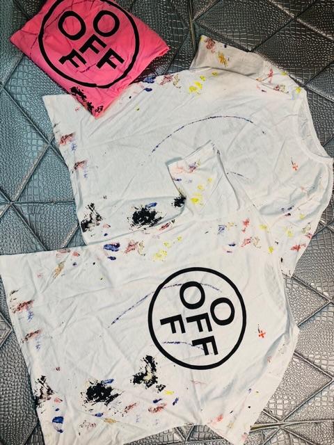 Áo thun tay lỡ-áo thun unisex-áo thun dấu quần vệt sơn(ảnh thật)