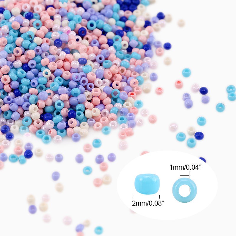 Bộ Hạt Xâu Chuỗi 2mm Bằng Kính Tròn Dùng Làm Trang Sức Thủ Công DIY