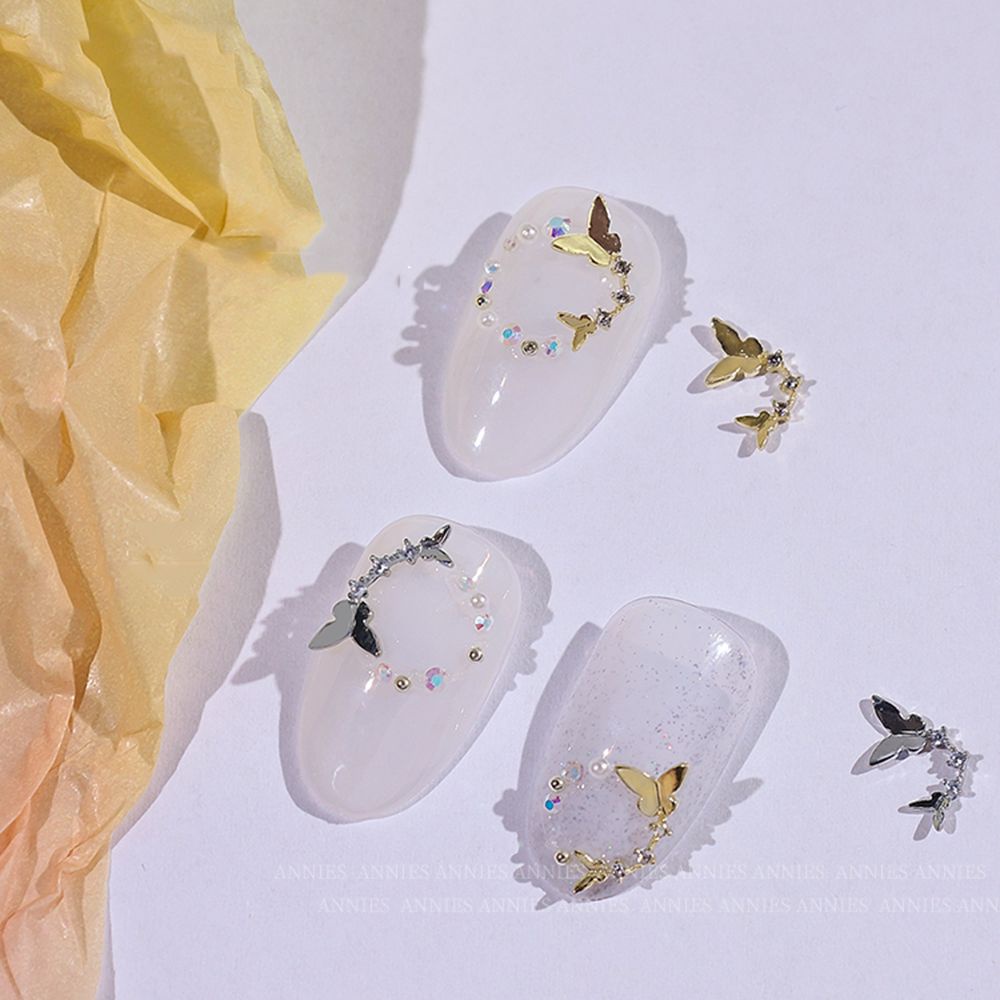 [Hàng mới về] Hạt phụ kiện trang trí móng tay nghệ thuật hình bướm đính đá zircon kim loại sang trọng tinh tế nhiều màu