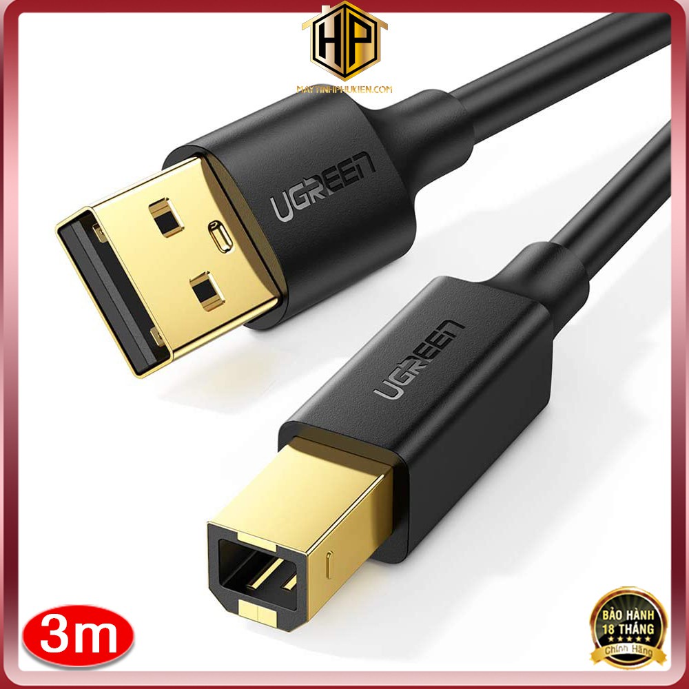 Ugreen 10351 - Cáp máy in dài 3m mạ vàng chuẩn USB 2.0 cao cấp
