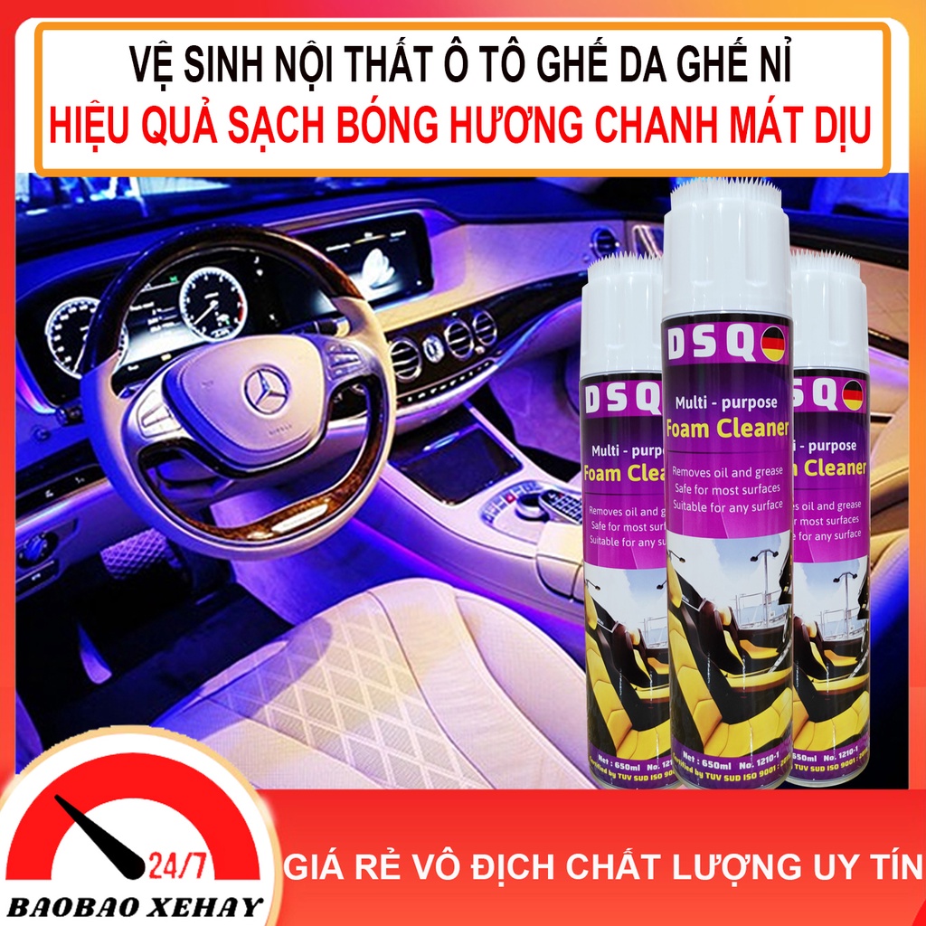 Vệ sinh nội thất ô tô - Làm sạch ghế Sofa - Tẩy ghế da, ghế Nỉ, Ghế Vải Foam Cleaner Chính Hãng DSQ nhập khẩu AZOZO