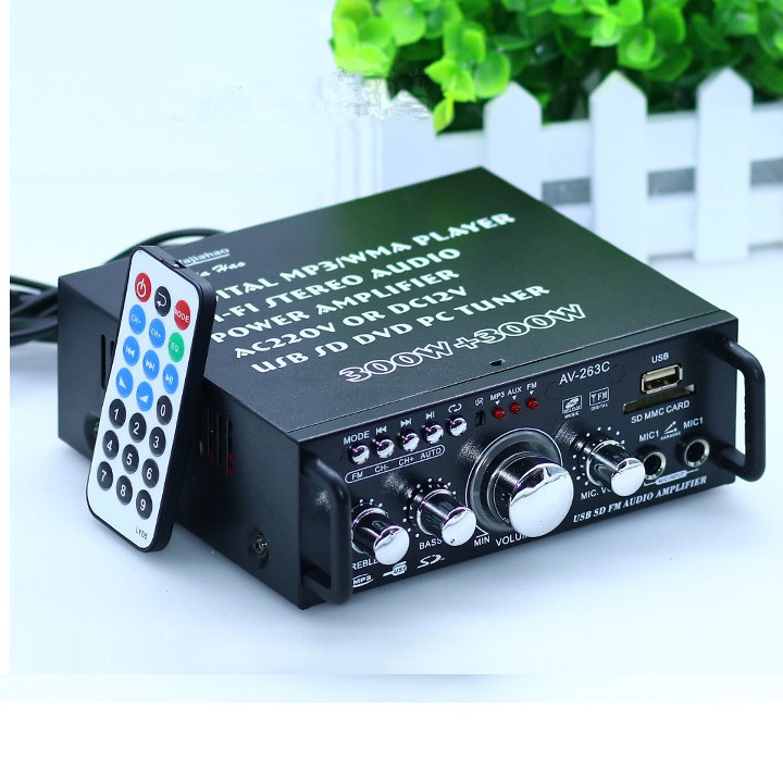 Âm li mini bluetooth 12v 220v AV-153TV, USB,SD,FM