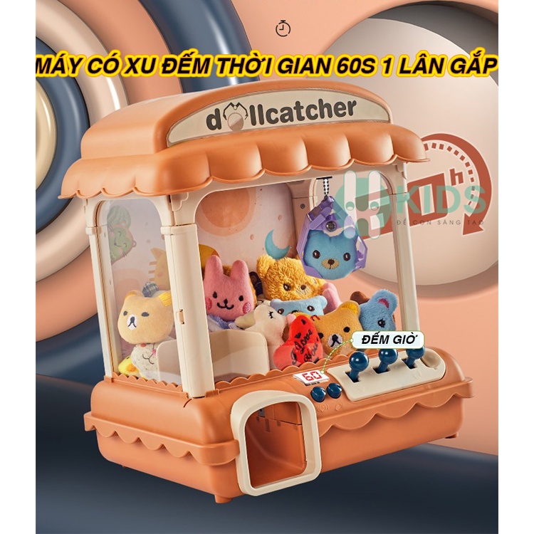Máy gắp thú bông cỡ lớn sẵn 20 gấu 20 bóng nhiều xu mẫu mới 3 cần điều khiển có hiệu ứng đèn nhạc kèm sạc usb cho trẻ em