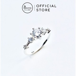 Nhẫn Bạc Nữ Bunnie Silver, Nhẫn Snow Princess Đính Đá Lấp Lánh 6 Chấu