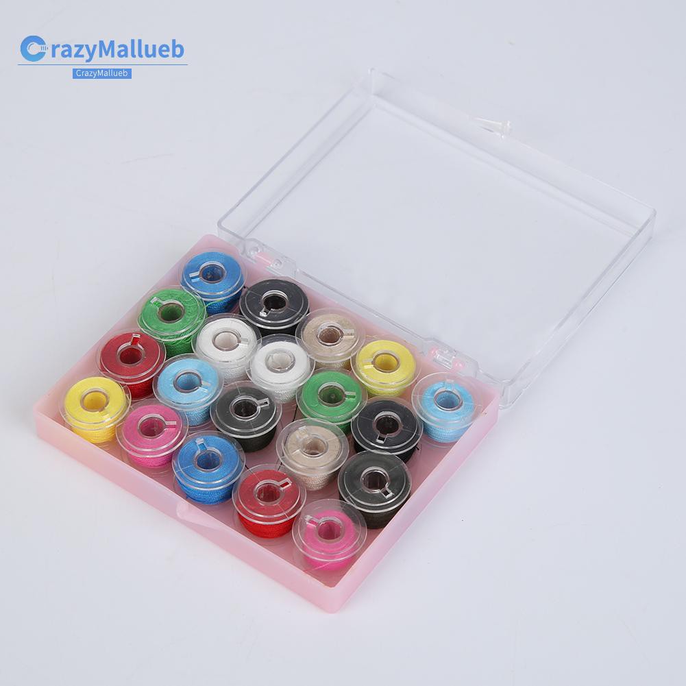 Crazymallueb❤20pcs Colorful Sewing Threads+20 Grids Clear Plastic Sewing Machine Bobbins❤New