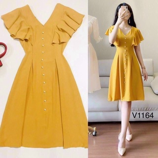 Đầm xoè vàng tay bèo xinh