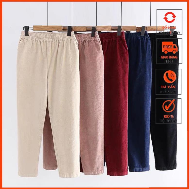 Quần Nhung Baggy Cạp Chun Kiểu dáng Hàn Quốc cho Nữ m098