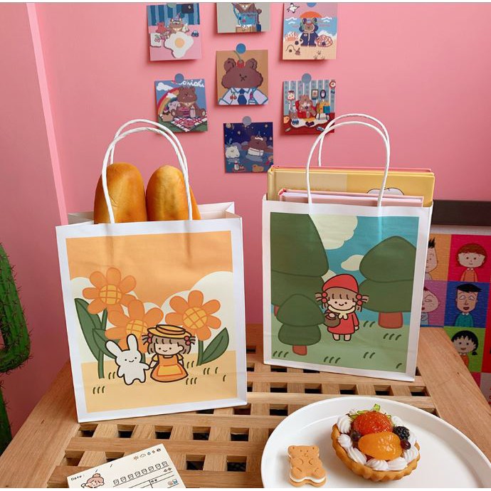 TÚI GIẤY HÌNH PHONG CÁCH HÀN QUỐC KRAFT  -  TÚI GIẤY HOẠT HÌNH  A216