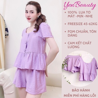 Đồ Bộ Lụa/Đũi Tơ Đùi Mặc Ở Nhà Nữ - Bộ Quần Áo Ngủ Nữ Cộc Tay Mặc Nhà Mùa Hè, Nhiều Màu Dễ Thương, YENBEAUTY