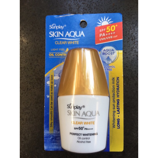 5G_KEM Sunplay Skin Aqua Clear White SPF50+, PA++++: Sữa Chống Nằng Dưỡng Da Trắng Mịn Tối Ưu