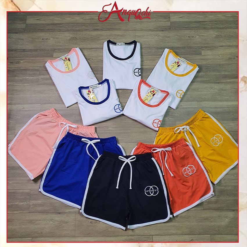 Đồ Bộ Nữ Mặc Nhà Anquachi Thể Thao Quần Đùi Thun Cotton Nữ Mặc Ở Nhà Đẹp Đi Chơi Dễ Thương S065
