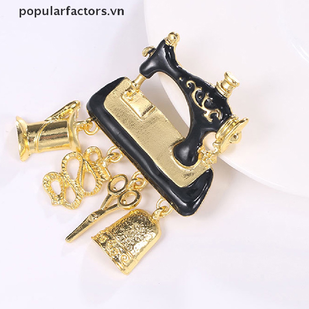 1 Ghim Cài Áo Hình Máy May Phong Cách Vintage Mạ Vàng