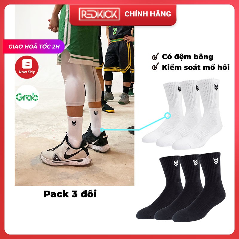 Tất Thể thao Redikick R365 Training Cushion Cotton Cổ cao Có đệm Chống hôi chân vớ bóng rổ bóng đá chạy bộ Gym