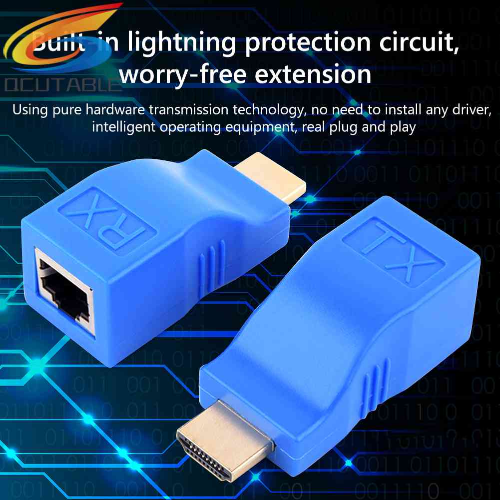 Set 2 Bộ Nối Dài Dây Mạng LAN RJ45 4K HDMI 30m CAT5e Cat6