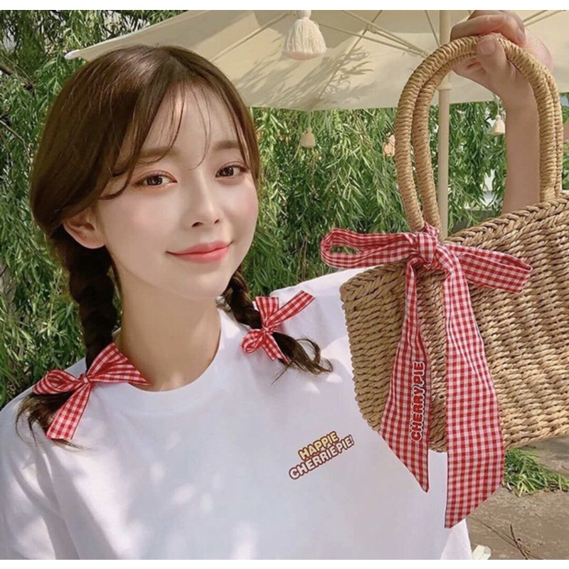2 Dây cột tóc nơ caro