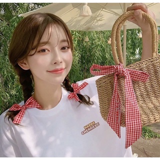 Dây cột tóc nơ caro