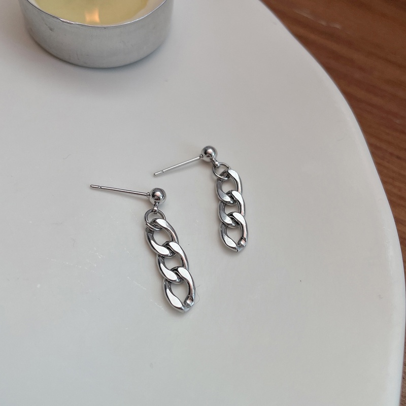 Khuyên Tai Dây Xích Bằng Kim Loại Phong Cách Hip Hop Đơn Giản Thời Trang Cho Nữ